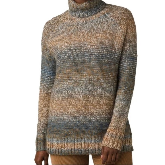 Prana Women’s XS Autum Rein Wool Blend Turtleneck Knit Sweater Pullover Brown - Picture 1 of 10
